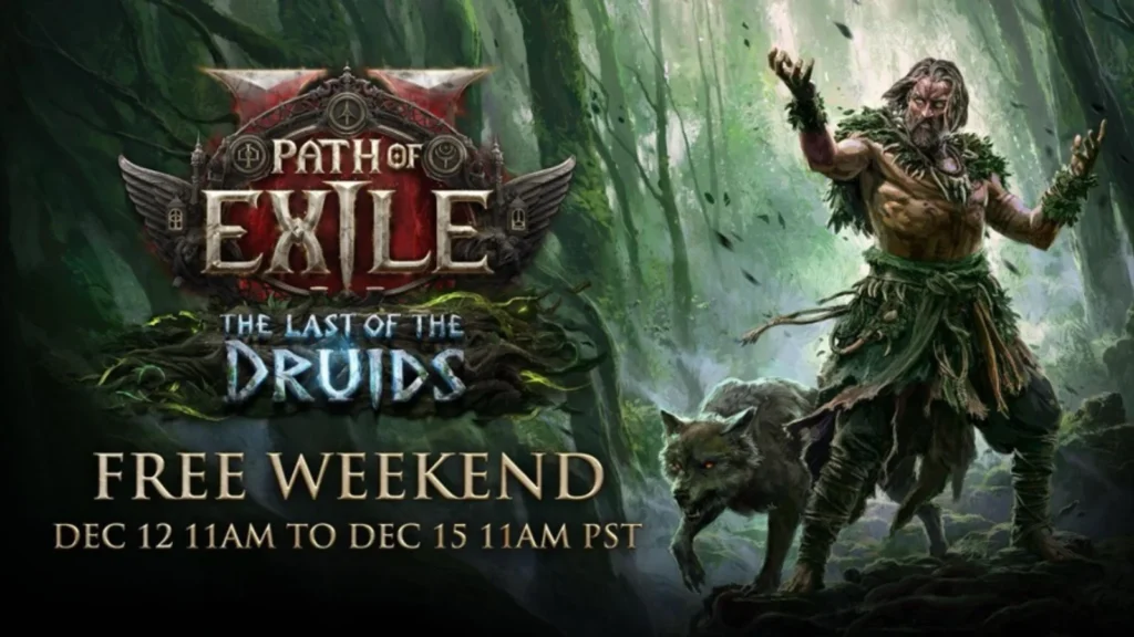 Path of Exile 2 lança atualização The Last of the Druids! Jogue grátis neste fim de semana, teste a nova classe Druida e ganhe recompensas na Twitch.