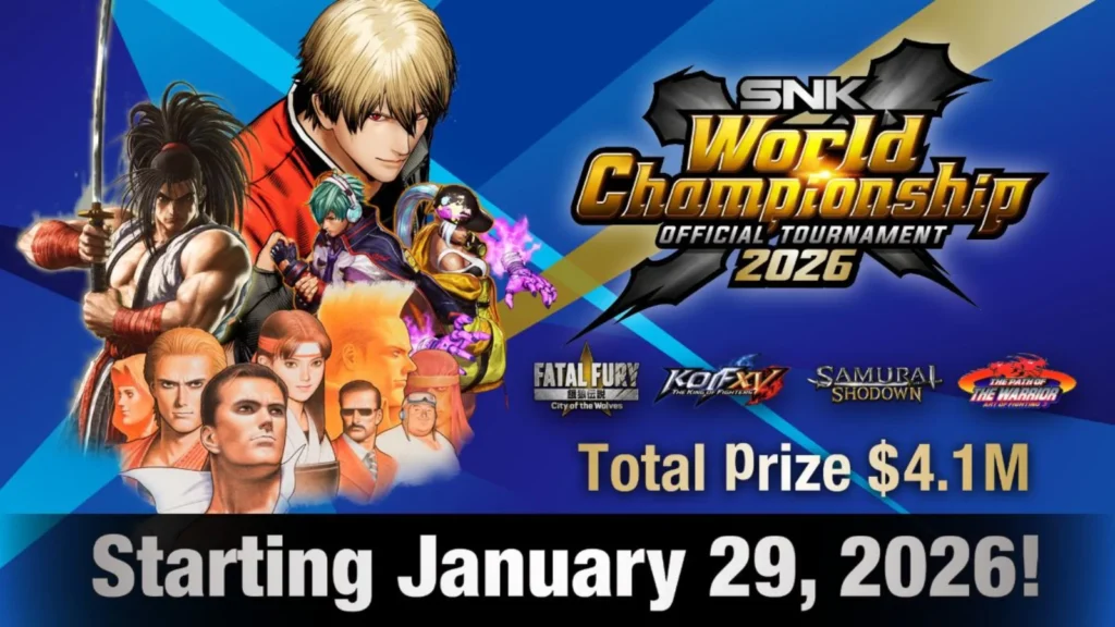 SNK anuncia mundial de 2026 com prêmio de US$ 4,1 milhões. Fatal Fury e KOF XV estão na lista. Veja as datas e requisitos.