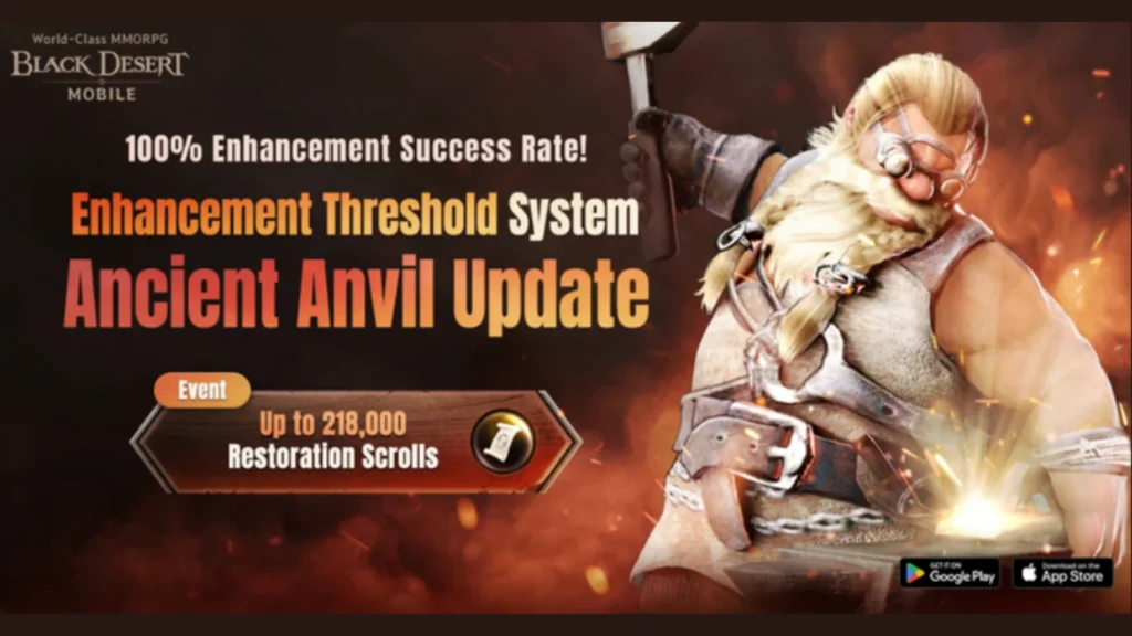 Sistema Ancient Anvil chega ao Black Desert Mobile. Falhas no aprimoramento agora garantem sucesso futuro. Veja como funciona.