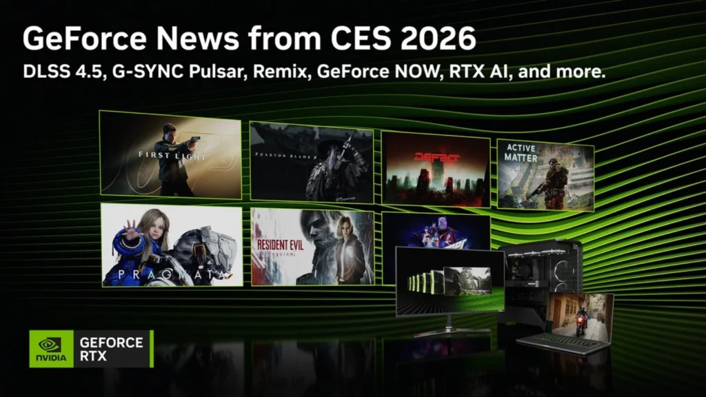 NVIDIA lança DLSS 4.5 com 6X Frame Gen na CES 2026. Monitores G-SYNC Pulsar e suporte Linux no GeForce NOW também são revelados.