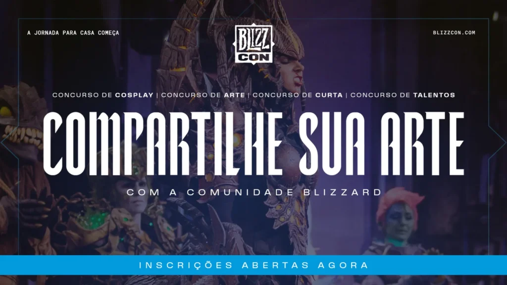As inscrições para a Noite da Comunidade da BlizzCon 2026 já começaram! Participe dos concursos de Cosplay, Arte, Curtas e Talentos.
