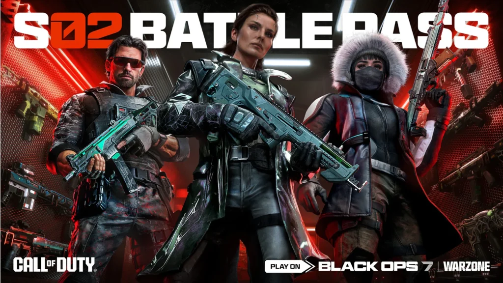 Confira o conteúdo do Passe de Batalha e BlackCell da Temporada 2 de BO7. Skins de Phantom, Atwood e novas armas REV-46 e EGRT-17.