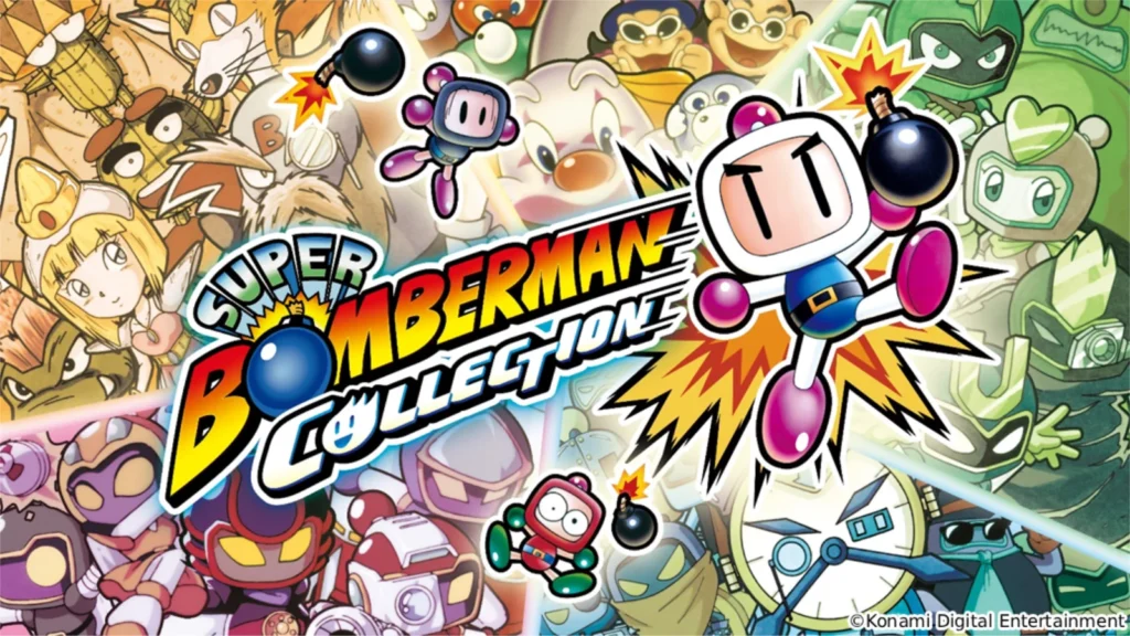 Super Bomberman Collection já disponível! Inclui SB 1 ao 5, save state e recurso GameShare no Switch 2. Mídia física em agosto.