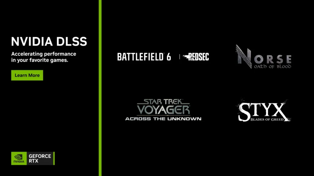 NVIDIA DLSS 4 Multi Frame Generation chega para Battlefield 6, Styx e Star Trek! Veja como a tecnologia amplia o FPS em 3.8x.