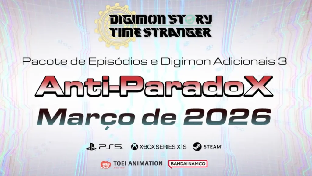 Digimon Story Time Stranger revela o DLC Anti-ParadoX! Conheça as 5 novas evoluções Mega e missões inéditas de março. Veja!