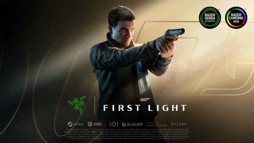 Descubra como a tecnologia Razer Sensa™ e Chroma™ RGB transformam a experiência em 007 First Light. Sinta a origem de James Bond em 27 de maio de 2026.