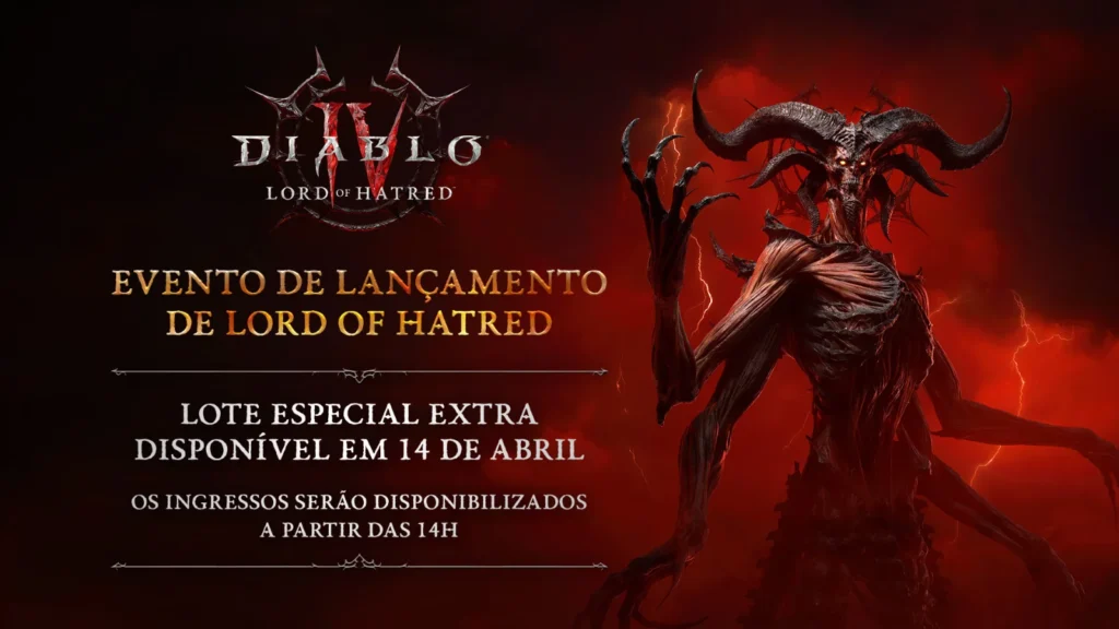Garanta seu ingresso para o evento de Diablo IV: Lord of Hatred! Lote extra disponível hoje no Sympla. Veja local, horário e atrações.