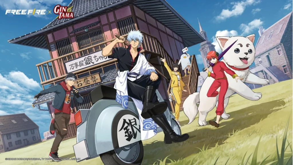 GINTAMA chega ao Free Fire! De 24 de abril a 23 de maio, jogue com Gintoki e Kagura, explore a sede Yorozuya e itens exclusivos do anime.