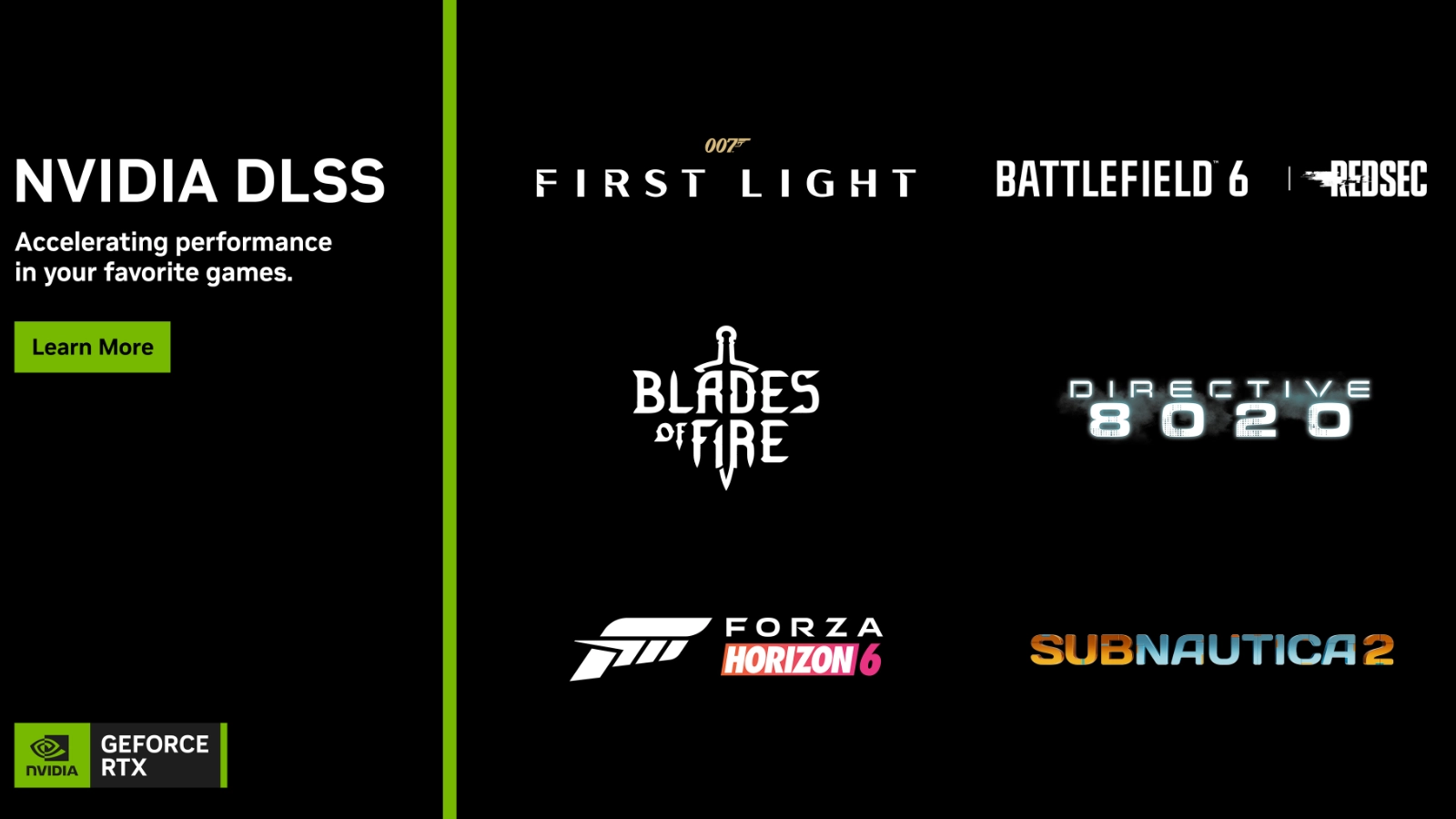 A NVIDIA traz o DLSS 4.5 para Forza Horizon 6, Subnautica 2 e Directive 8020! Garanta o bundle de 007 First Light na compra de uma GeForce RTX Série 50.