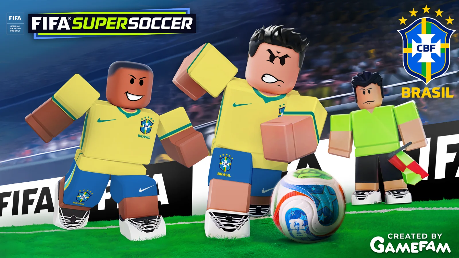 A Seleção Brasileira chega ao FIFA Super Soccer na Roblox! Jogue com o novo uniforme da Copa de 2026, conheça o Canarinho e ganhe recompensas exclusivas.
