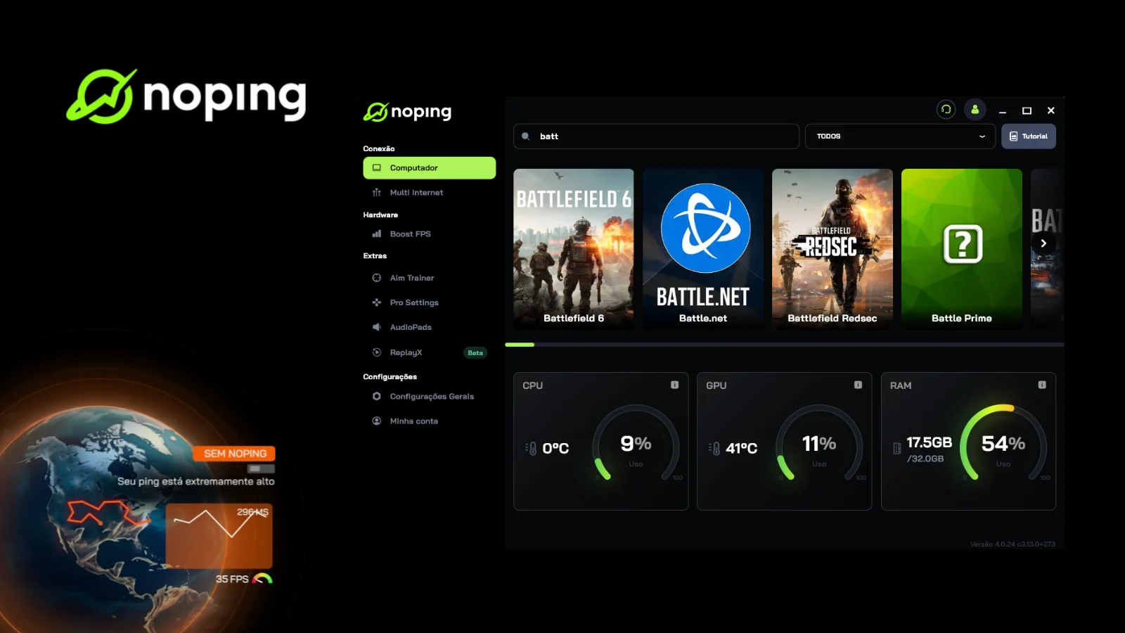 Descubra o NoPing Game Booster! A plataforma com IA reduz o ping em até 99%, elimina a perda de pacotes e aumenta o FPS em até 60%. Teste grátis agora.