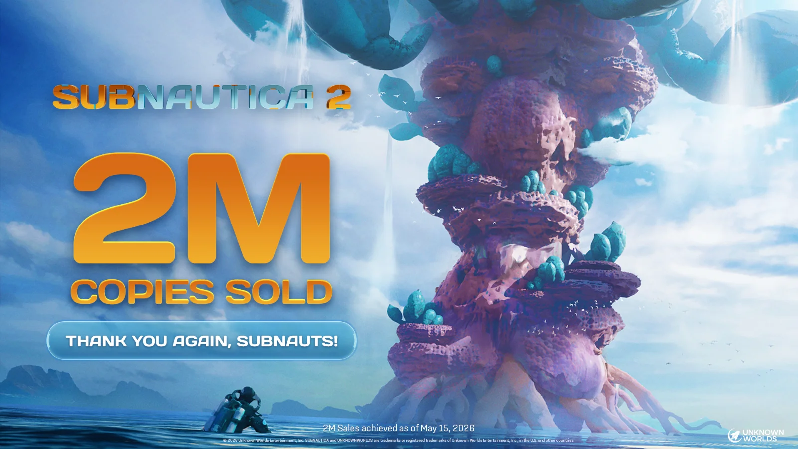 Subnautica 2 quebra recordes! A sequência vendeu 2 milhões de cópias em 12 horas, atingiu 651 mil jogadores simultâneos e lidera o ecossistema de streaming.