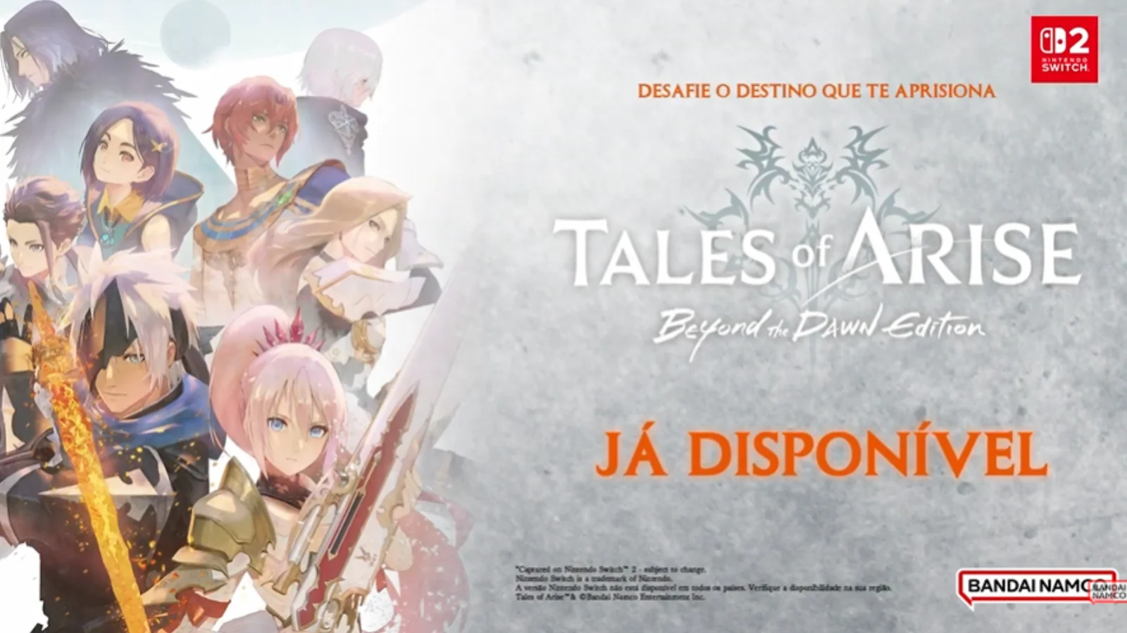 O JRPG premiado Tales of Arise – Beyond the Dawn Edition já está disponível para Nintendo Switch 2! Confira os detalhes da versão completa com DLC.