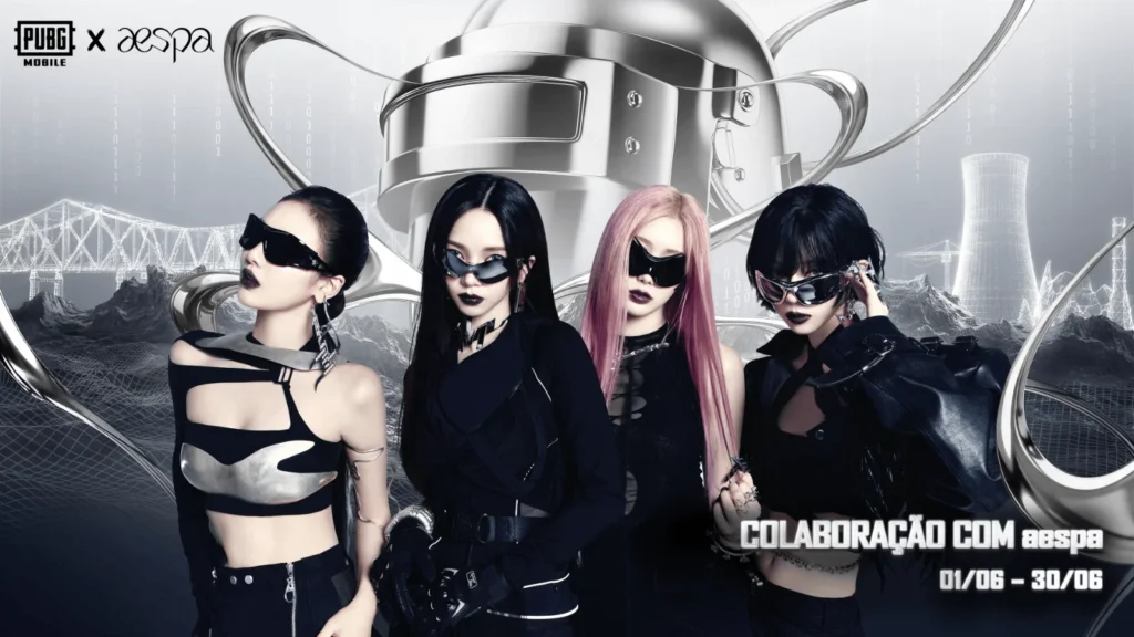 O grupo de K-Pop aespa chegou ao PUBG MOBILE! Desbloqueie trajes de Karina, Winter, Giselle e Ningning, dancinhas e as músicas do lobby.