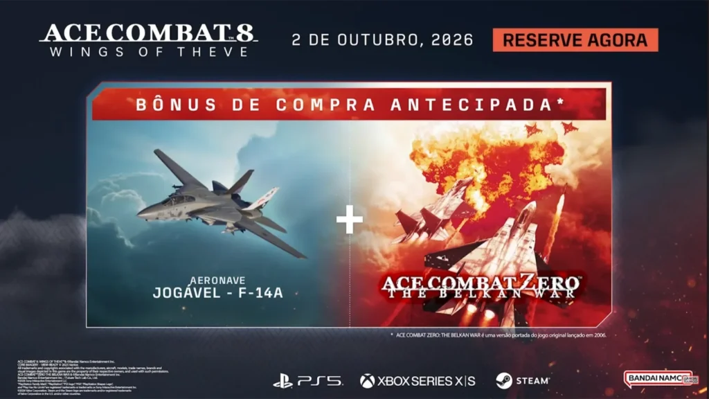 A Bandai Namco anunciou ACE COMBAT 8: WINGS OF THEVE! Confira os bônus de pré-venda, o Premium Ace Pass o retorno ao mundo de Strangereal.