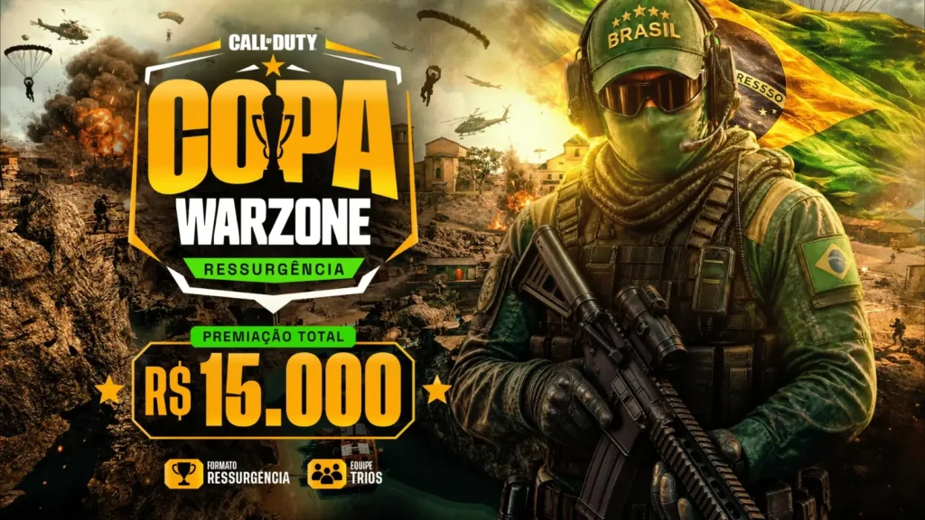 A COPA WARZONE começa hoje às 14h! Acompanhe a disputa em trios no formato Match Point com Stolen, Diana Zambrozuski e R$ 15 mil em prêmios.