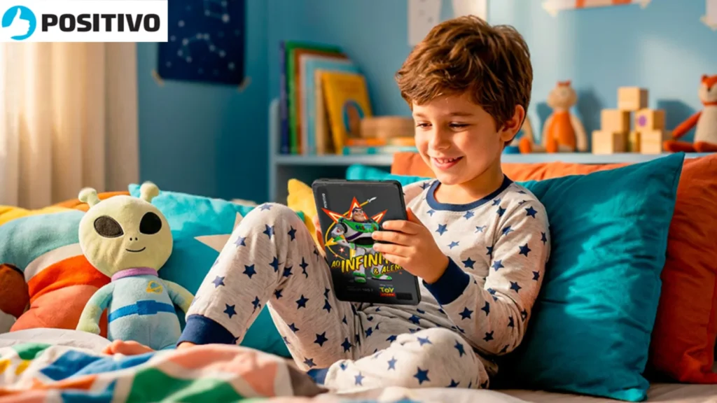 Conheça o Positivo Vision TAB 7 Toy Story! Descubra os acessórios do Buzz Lightyear, recursos de controle parental e especificações.