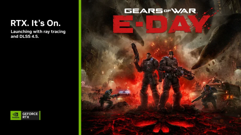 Gears of War: E-Day chega em 6 de outubro na Unreal Engine 5! Confira os recursos de DLSS 4.5, Ray Tracing, NVIDIA Reflex e o Beta de agosto.