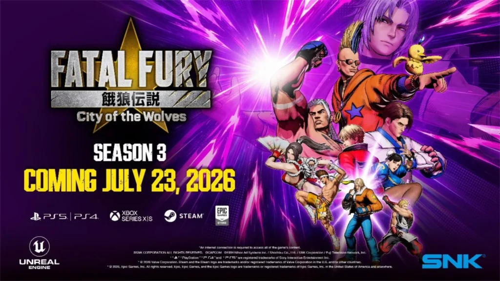 A Temporada 3 de FATAL FURY: City of the Wolves chega nesta quinta-feira! Confira o calendário com Rick Strowd, Kim Kaphwan e Duck King.