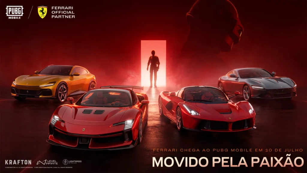 A colaboração de PUBG MOBILE com a Ferrari e Scuderia Ferrari HP chegou! Pilote os modelos Purosangue e LaFerrari e veja o F1 de perto.