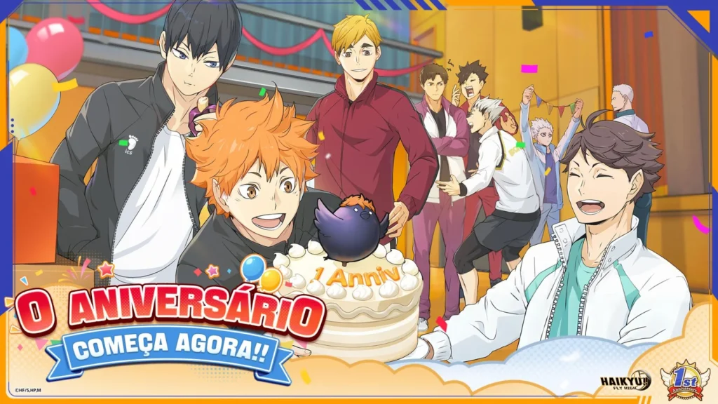 O jogo HAIKYU!! FLY HIGH celebra seu 1º aniversário nesta quarta! Ganhe um jogador UR grátis, Hitoshi Ginjima SP e teste o minijogo inédito.