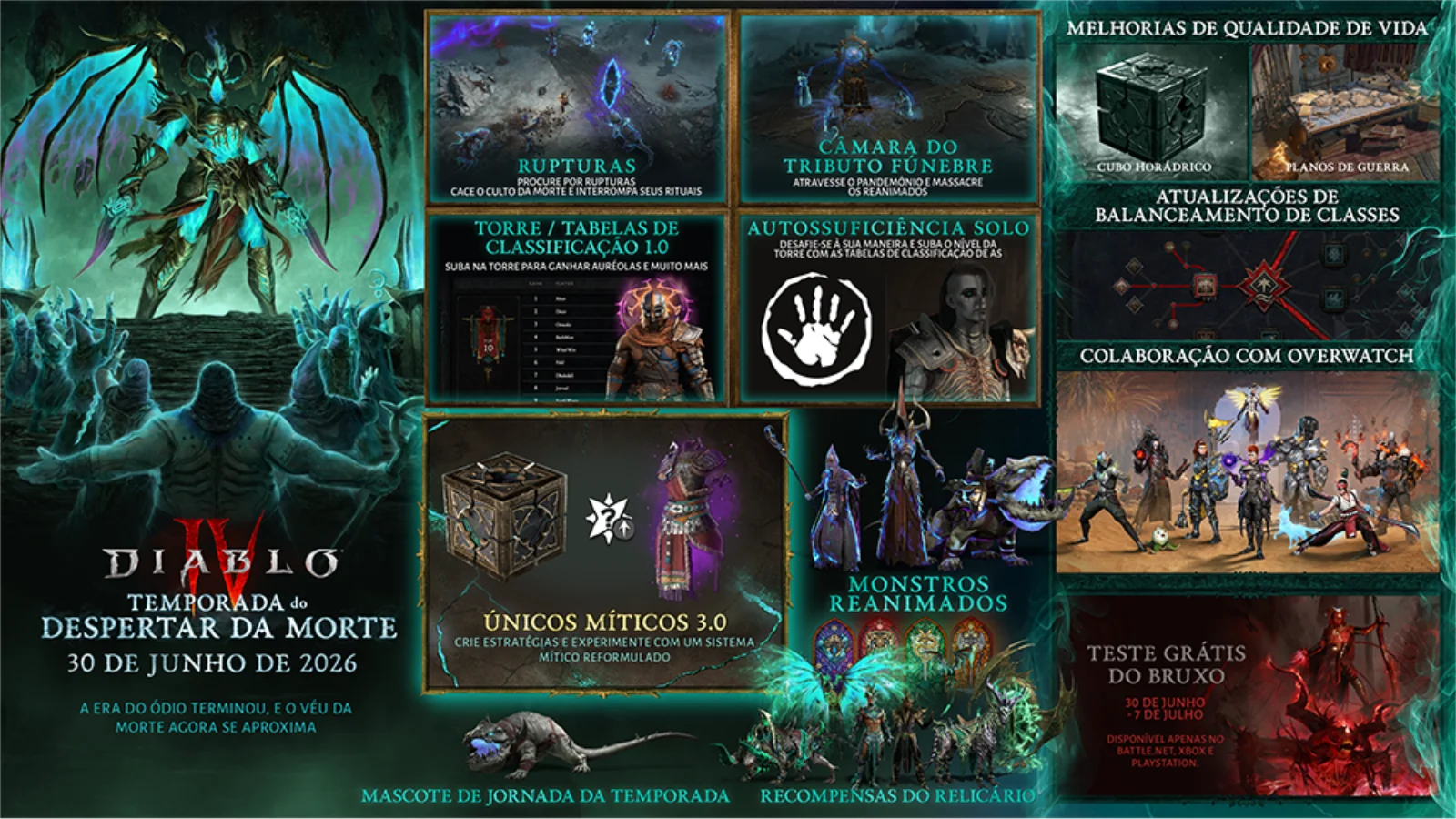 Blizzard Lança Temporada do Despertar da Morte em Diablo IV com Classe Gratuita e Modo Solo