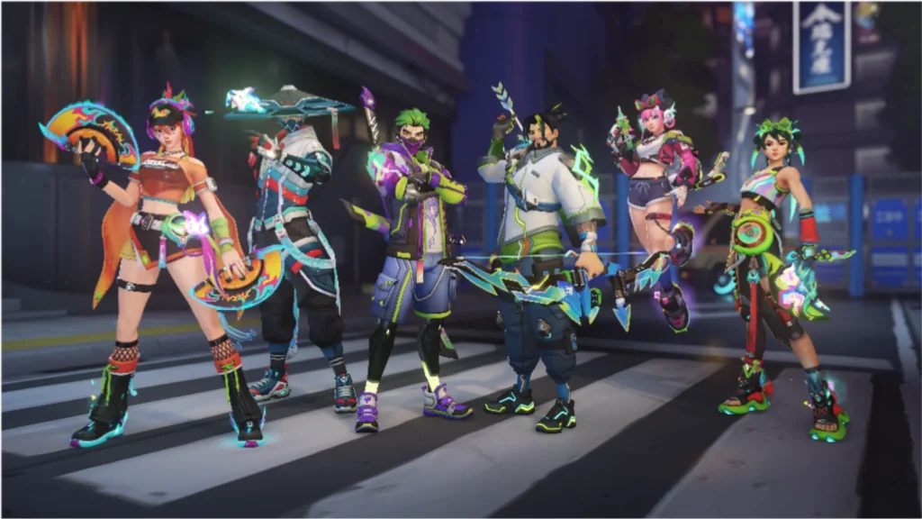 O evento de Overwatch x YOASOBI já está disponível! Garanta seis visuais lendários inspirados em neon, emotes com músicas oficiais e itens grátis.