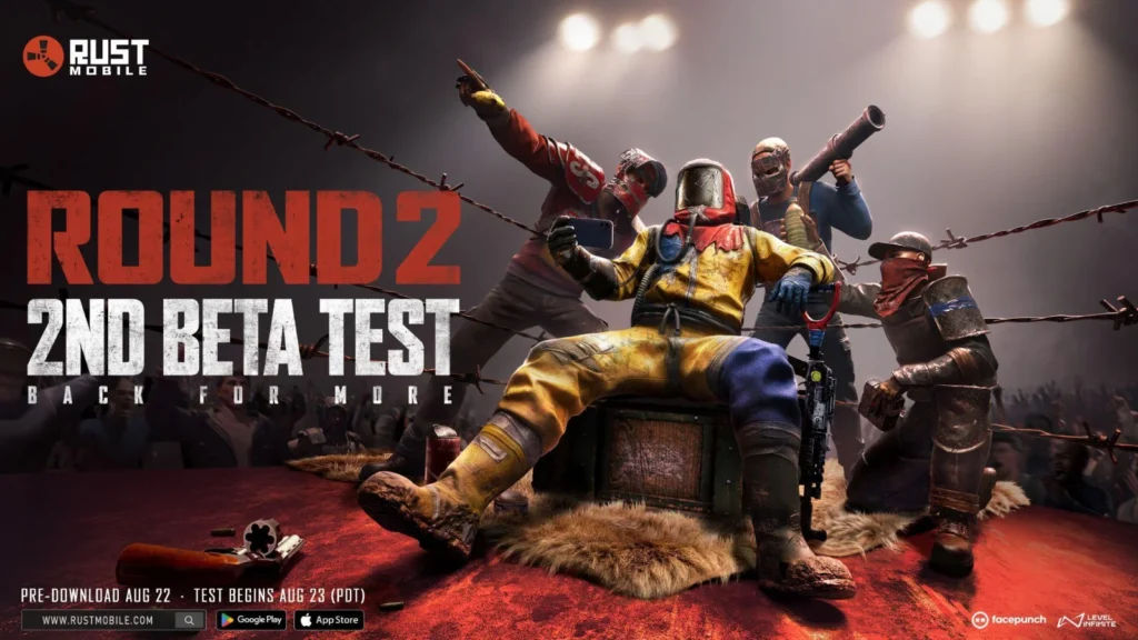 O segundo teste beta de Rust Mobile começa em 23 de agosto com 13 idiomas! Garanta o pré-download em 22 de agosto no Android e iOS.