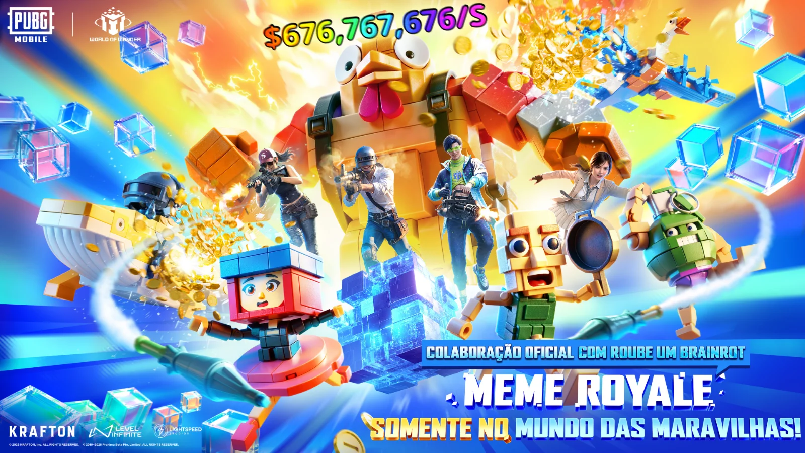 O modo Brainrot Royale no PUBG MOBILE já está disponível! Colete personagens icônicos, invada bases rivais e melhore suas armas no celular.