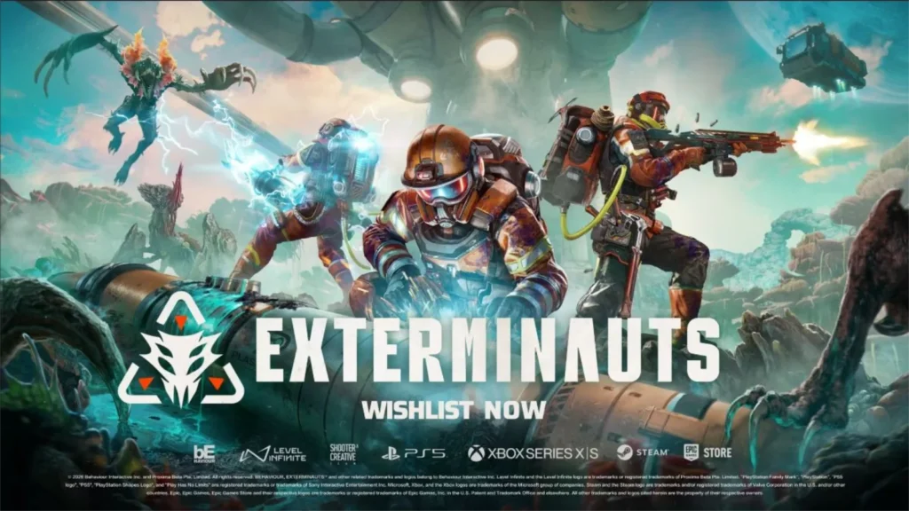 O jogo de tiro cooperativo Exterminauts foi anunciado na gamescom 2026! Controle operários espaciais e combata pragas no PS5, Xbox e PC.