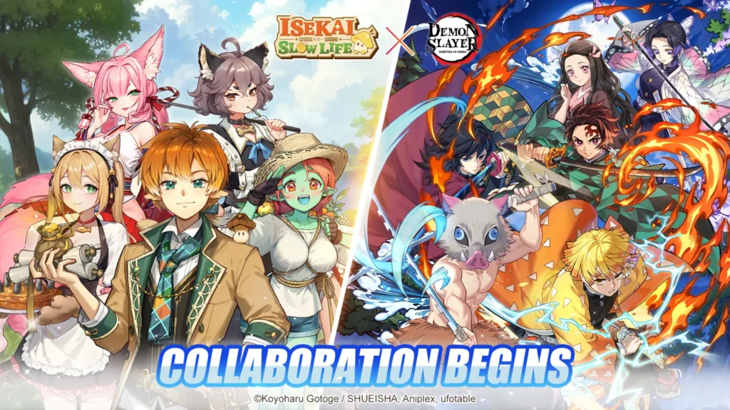 A colaboração de Isekai: Slow Life com Demon Slayer traz Tanjiro, Nezuko e Hashiras no Android e iOS em setembro. Confira as novidades!