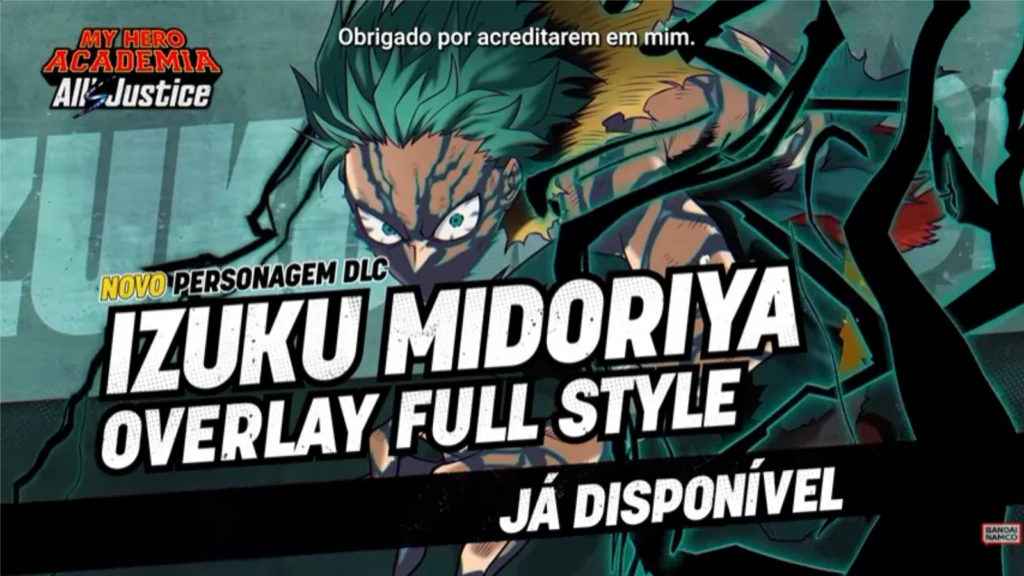 O DLC de Izuku Midoriya em MY HERO ACADEMIA: All’s Justice estreia com a forma Overlay Full Style, novos combos e golpes. Saiba tudo!