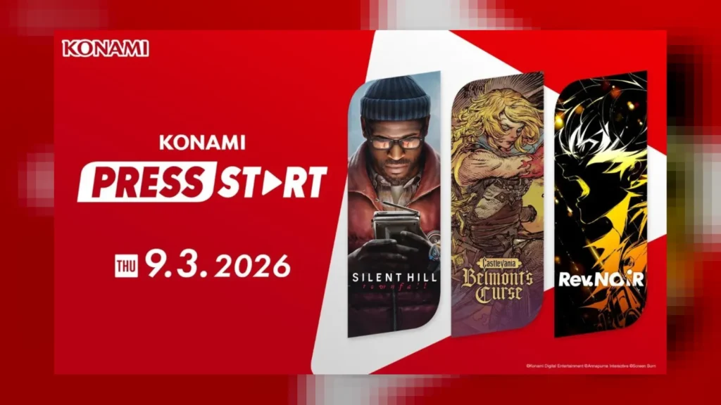 Os anúncios do evento KONAMI PRESS START revelam Rhapsody in Scarlet, Silent Hill, Castlevania e novidades para Switch 2. Confira tudo!