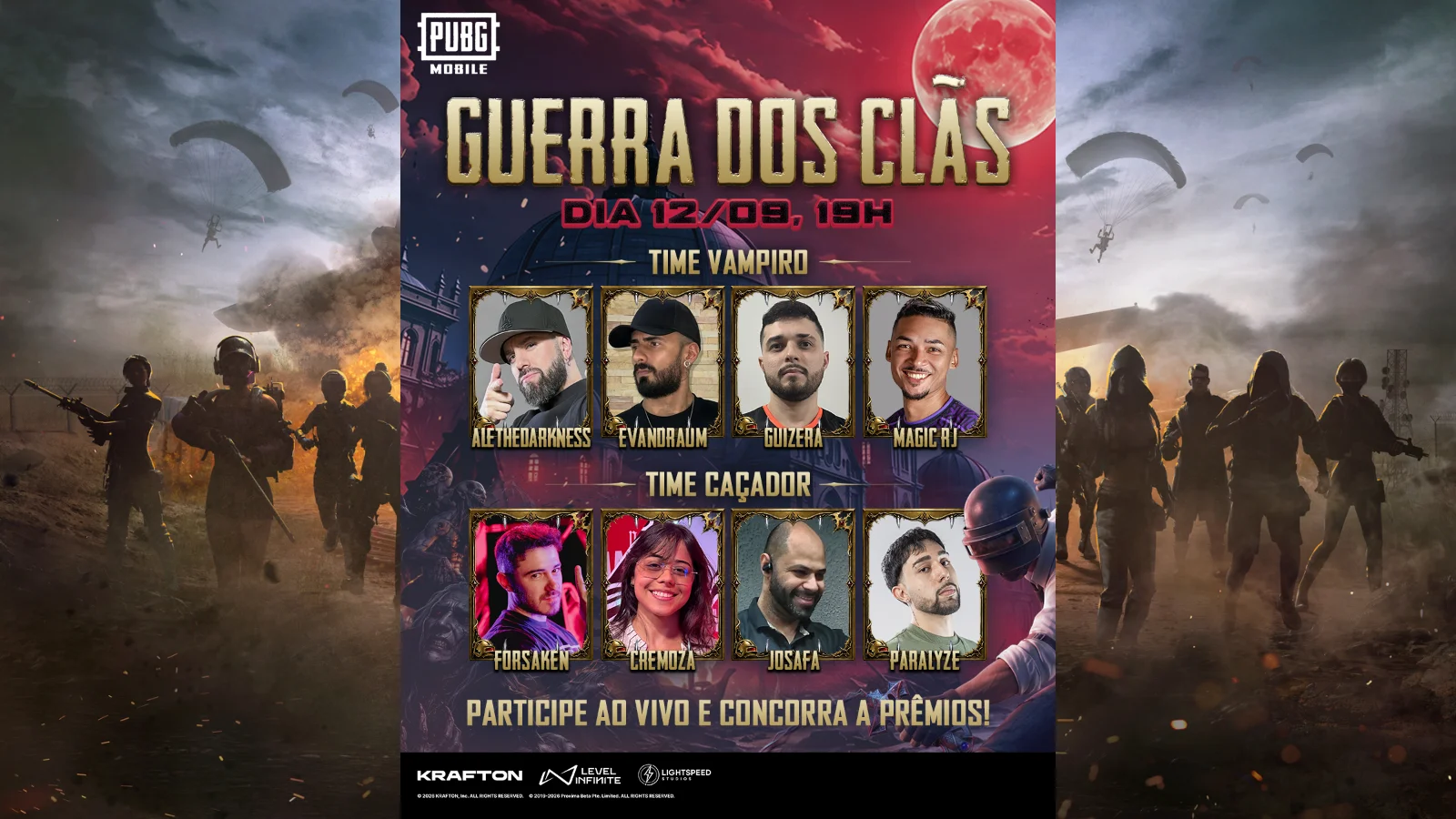 Influenciadores Celebram Atualização 4.6 de PUBG MOBILE em Batalha Especial de Vampiros e Caçadores
