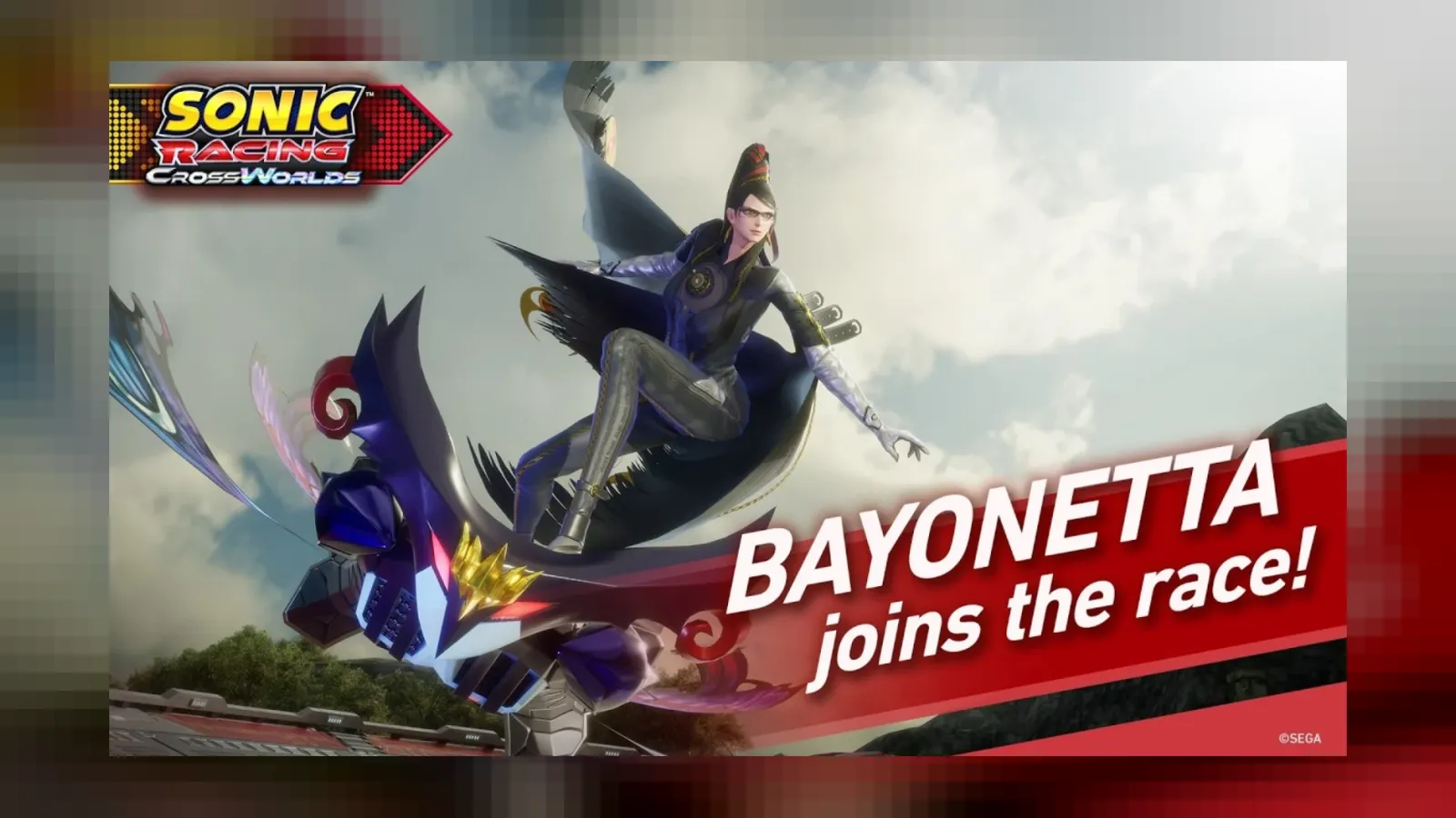 A SEGA confirmou Bayonetta no Ano 2 de Sonic Racing: CrossWorlds como piloto grátis com carro próprio e crossovers. Confira!