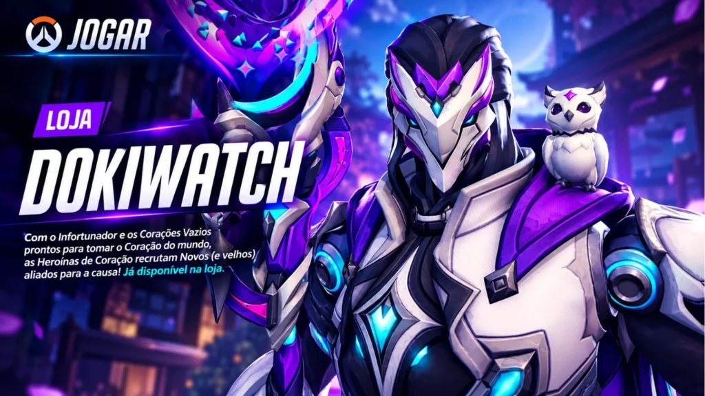 O Pacotaço Dokiwatch 2.0 no Overwatch traz Mercy mágica, Ultra Ramattra com coruja e 22 cosméticos. Confira!