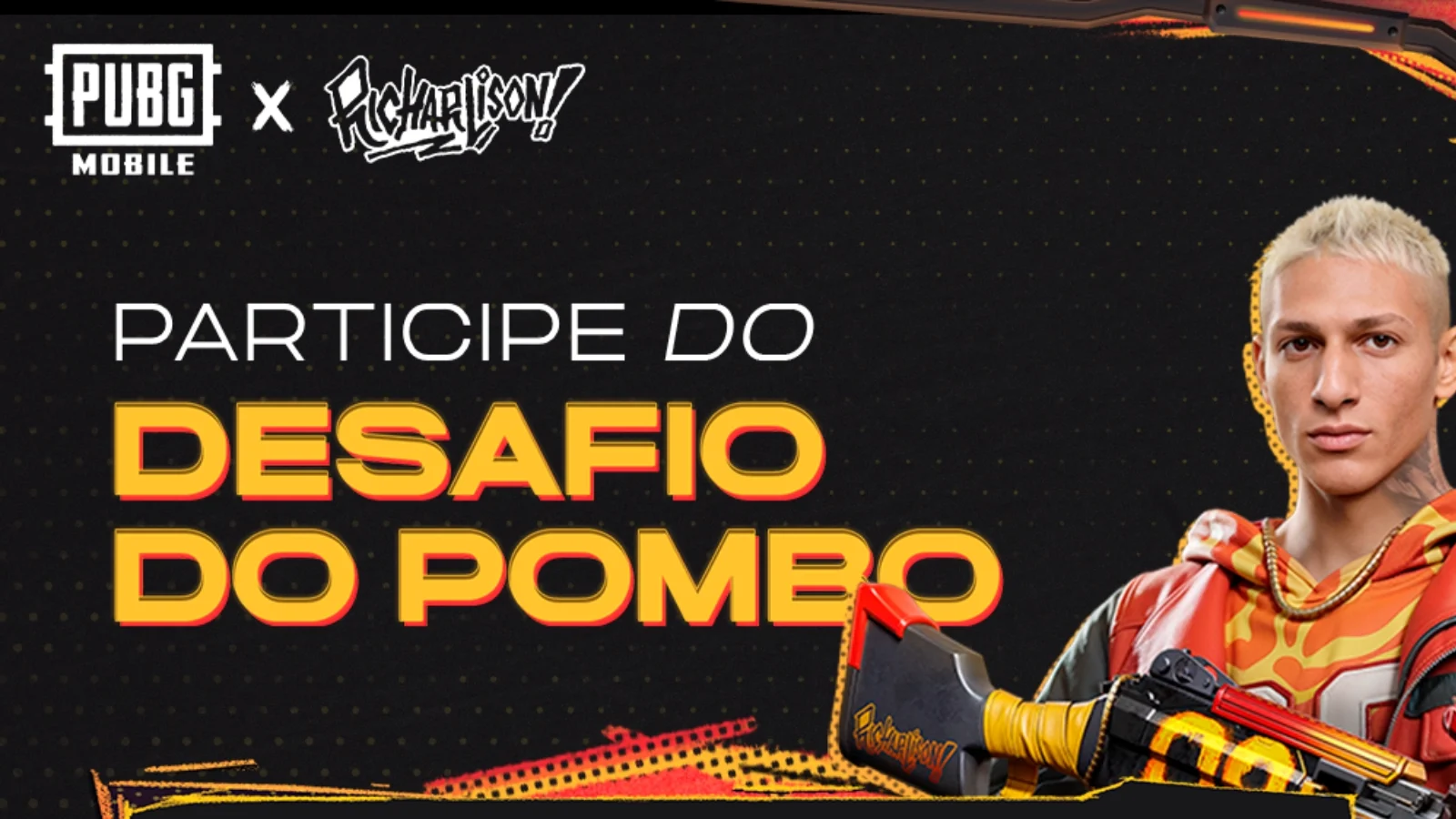 O torneio PMBO de PUBG MOBILE começou! Veja como participar do Desafio do Pombo, ganhar camisas exclusivas e acompanhar Richarlison no campo.