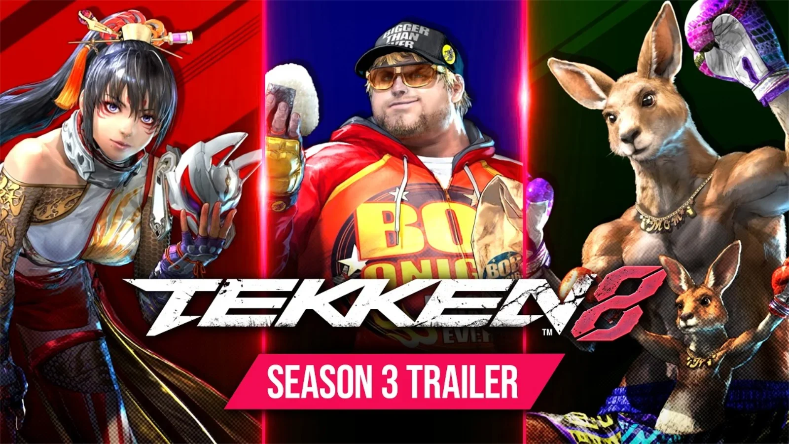 Temporada 3 de TEKKEN 8 traz Kunimitsu, Bob e Roger Jr. Passe já disponível com trajes Aurora. DRX | LowHigh é o campeão mundial.