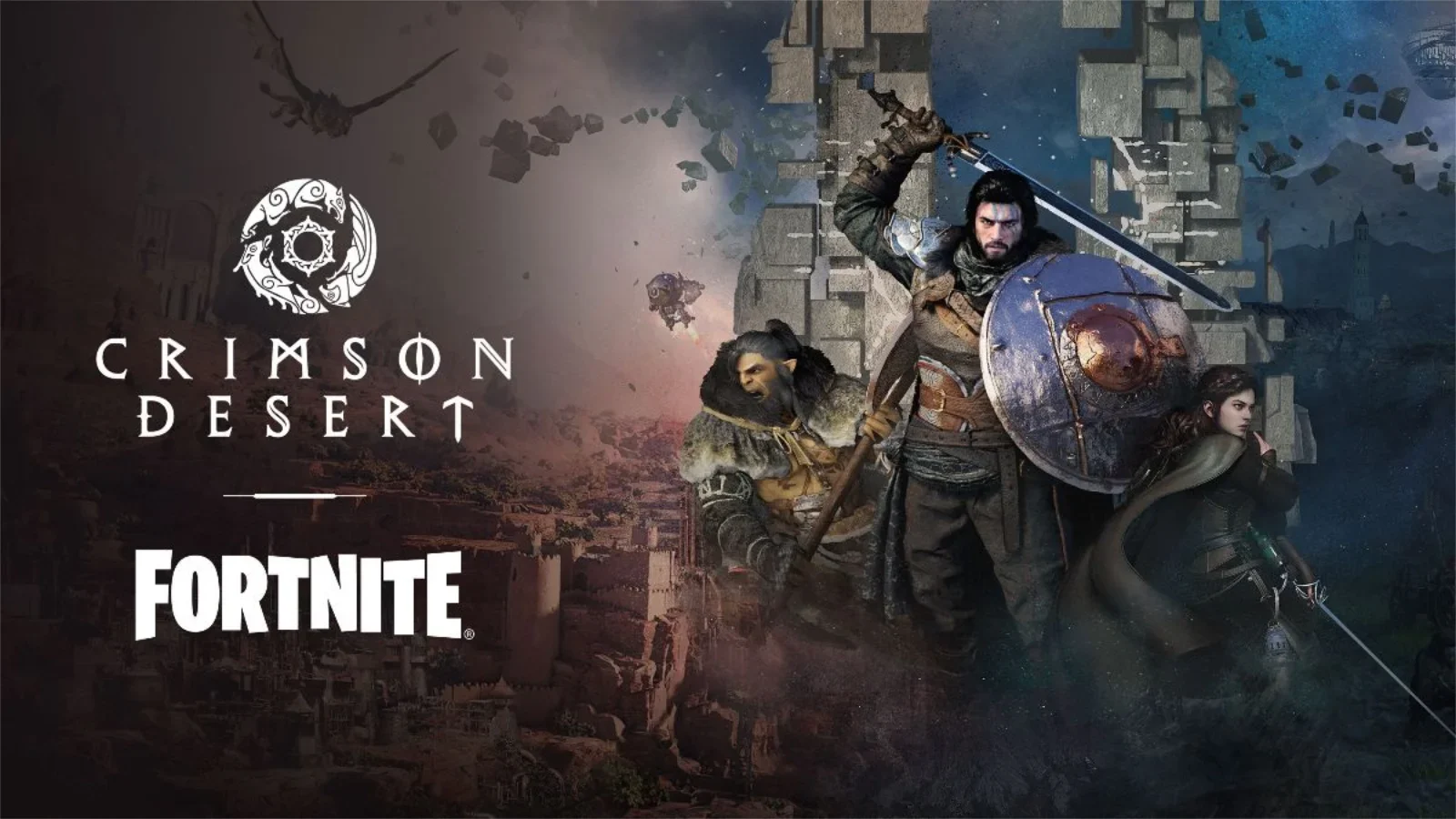 Compre Crimson Desert na pré-venda da Epic Games Store e ganhe o traje de Kliff no Fortnite. Lançamento em 19/03/2026.