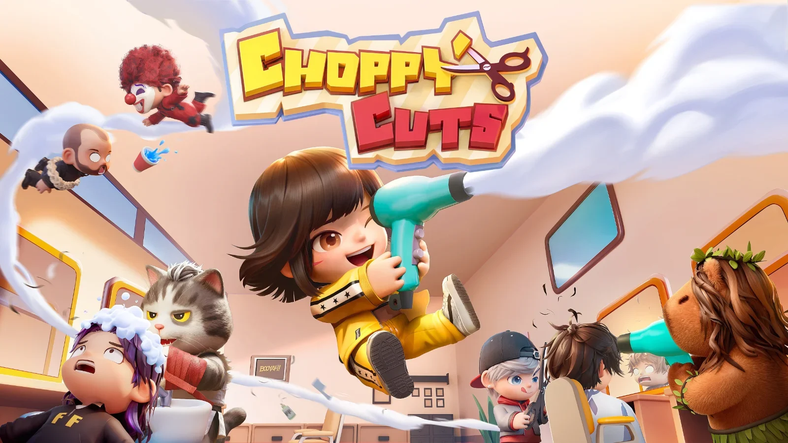 Garena lança Choppy Cuts no Steam. Jogo cooperativo de salão tem Kelly, Hayato e evento com itens grátis no Free Fire.