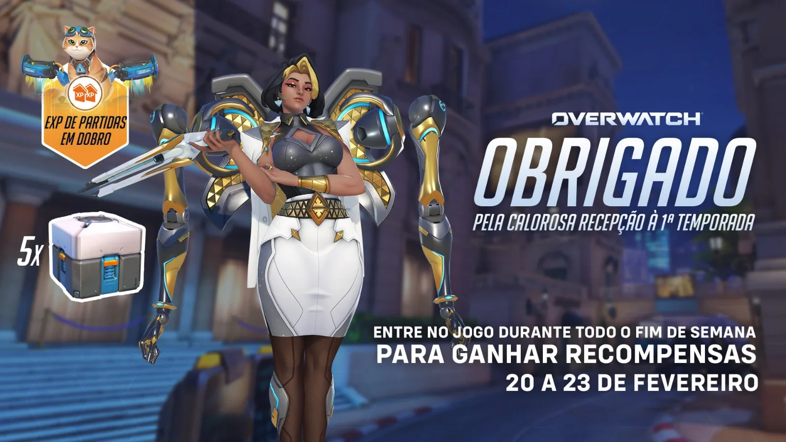 Participe das celebrações da Overwatch Temporada 1! Ganhe recompensas especiais de 20 a 23 de fevereiro e conheça os novos heróis.
