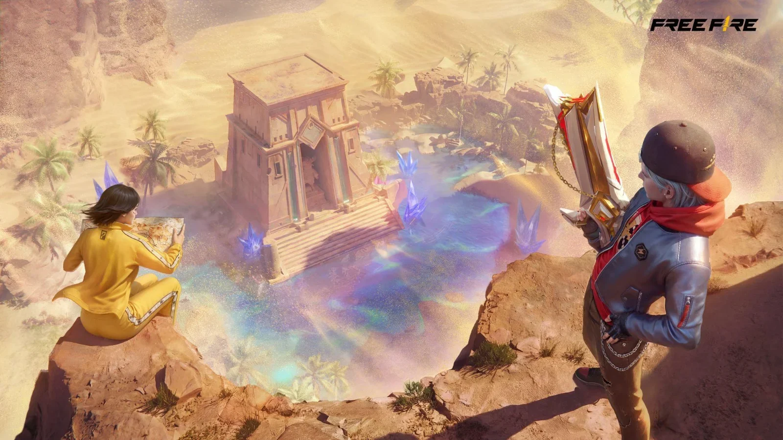 Explore a Câmara Perdida em Free Fire Tesouro Perdido! De 2 a 22 de março, descubra novos itens, skins de deserto e o mapa Bermuda.